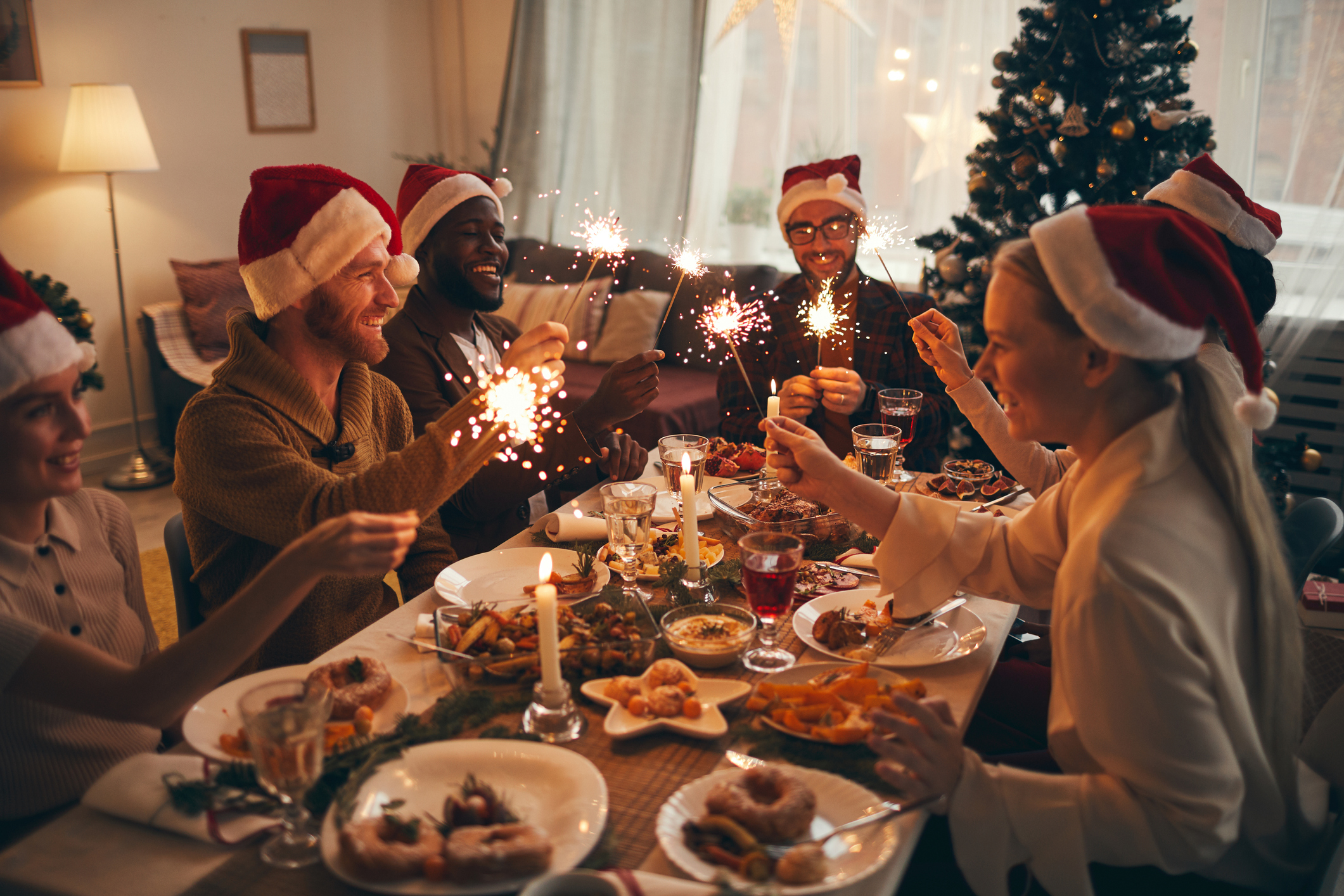 Friends Celebrating Christmas Together Friends Celebrating Christmas Together