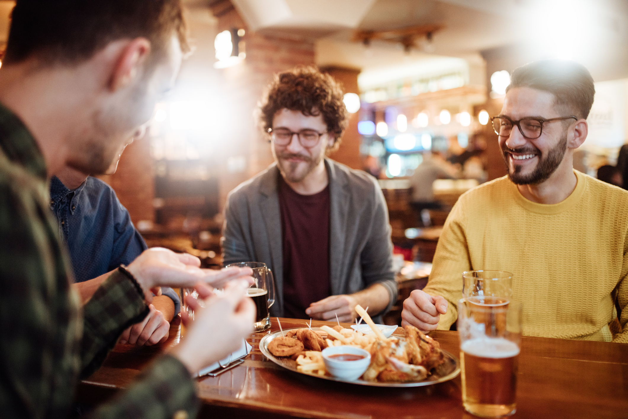 Meeting with the best friends in a bar